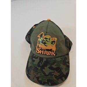 Shrek The Third Hat Cap Strap Back Green Camo Embroidered Movie DreamWorks Mens